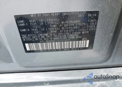 2015 Subaru Outback 2.5I Premium from USA, damaged, VIN 4S4BSBCC2F3213331